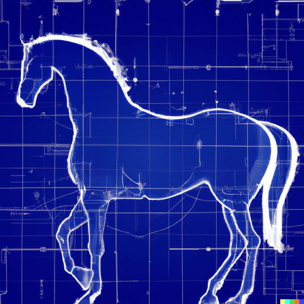 a horse, blueprint